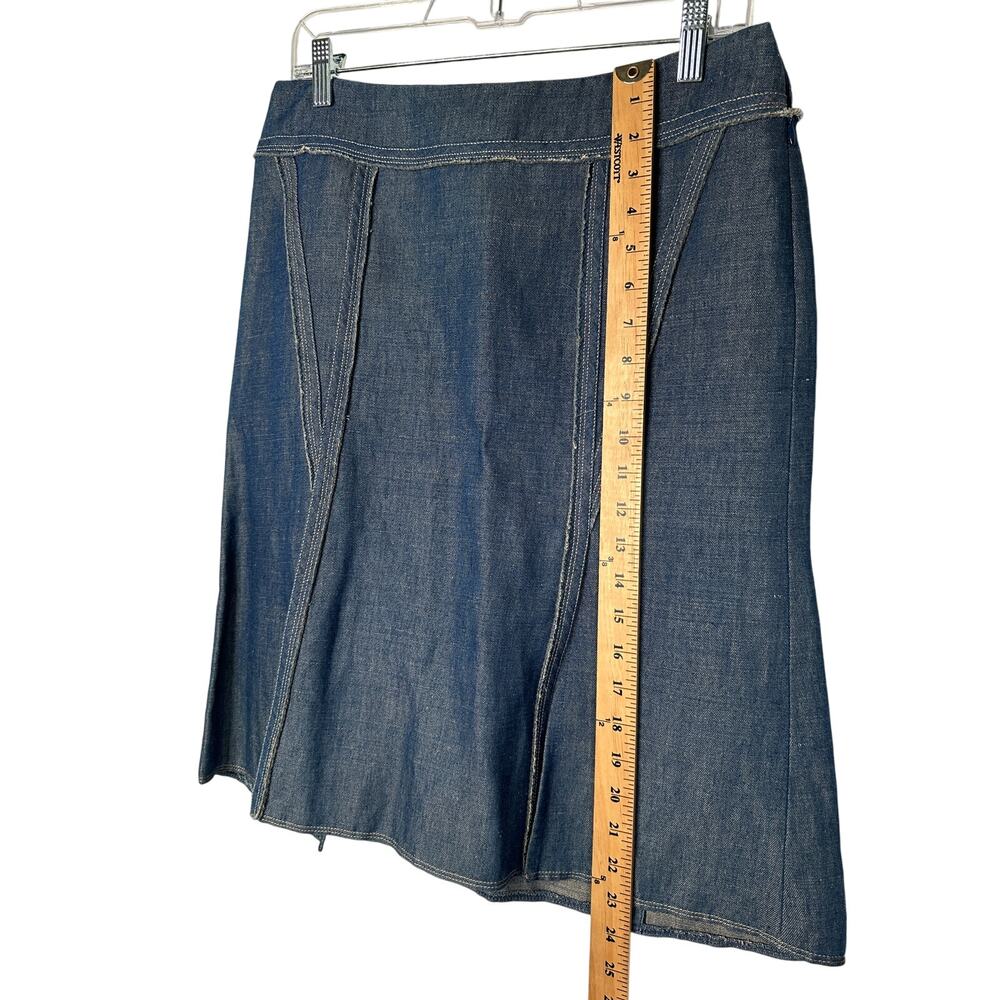 Neiman Marcus 10 Lida Baday Linen Denim 2 Piece Suit Set Jacket Skirt Flower Pin - Picture 13 of 15